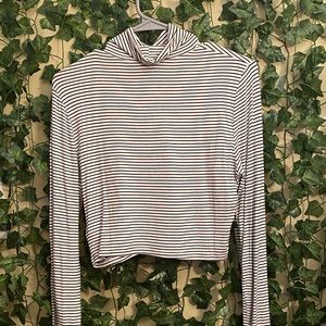 White And Black Strip Turtle Neck